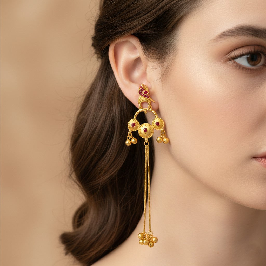 Long Statement Drop Earrings (Glass Stone)