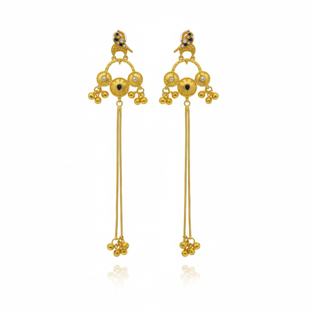 Long Statement Drop Earrings (Glass Stone)