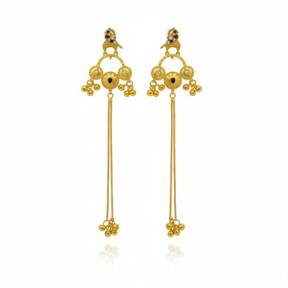 Long Statement Drop Earrings (Glass Stone)