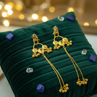 Long Statement Drop Earrings (Glass Stone)