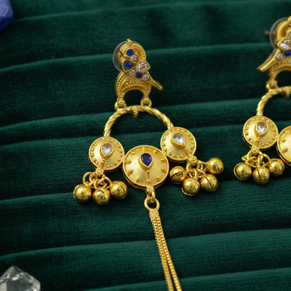 Long Statement Drop Earrings (Glass Stone)
