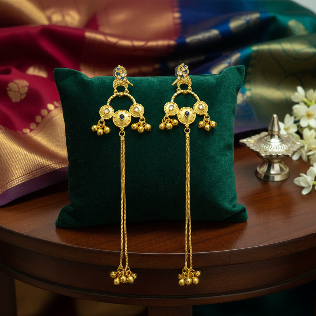 Long Statement Drop Earrings (Glass Stone)