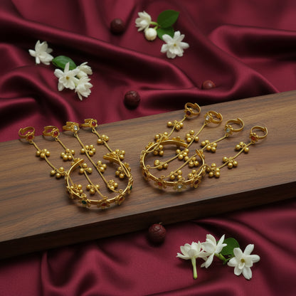 Floral Hand Harness Bracelet (Glass Stone)