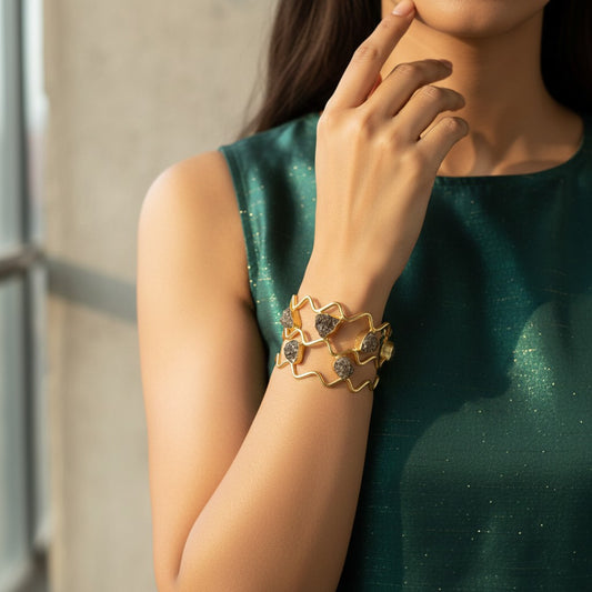 Raw Pyrite Statement Cuff Bracelet (2.4- 2.10)