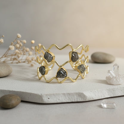 Raw Pyrite Statement Cuff Bracelet (2.4- 2.10)