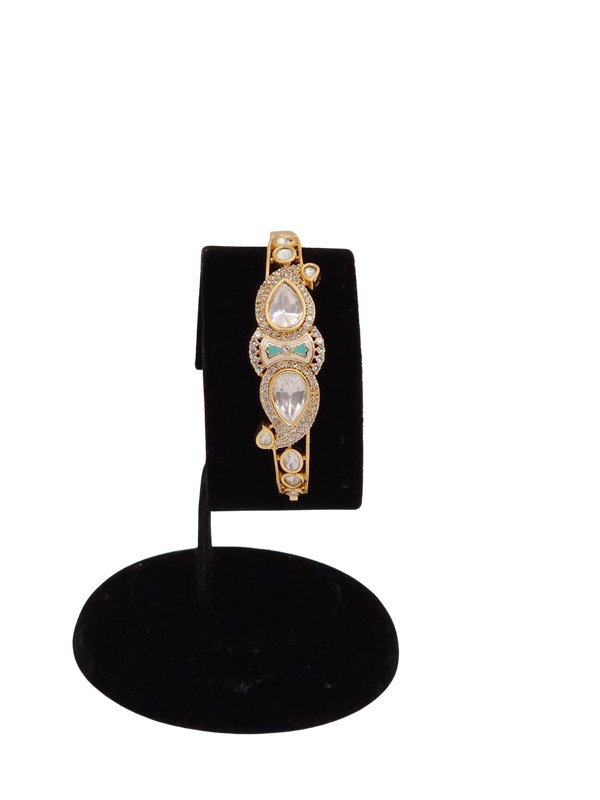 18K Gold-Plated Kundan Bracelet with Enamel Meenakari Accents