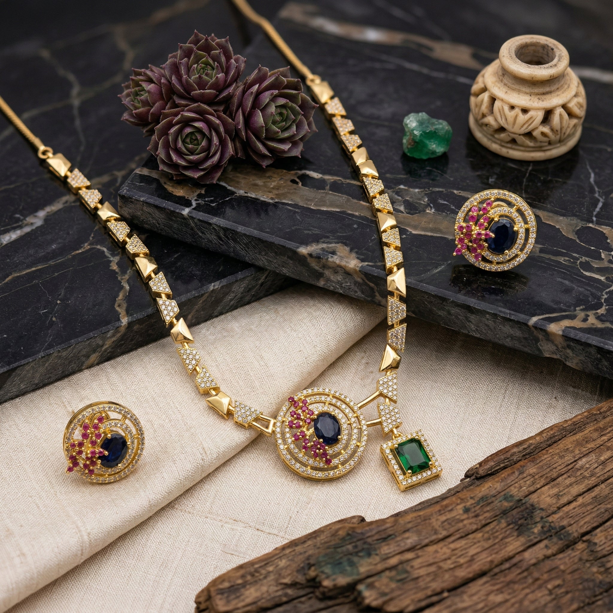 Imperial Orbit Statement Necklace Set