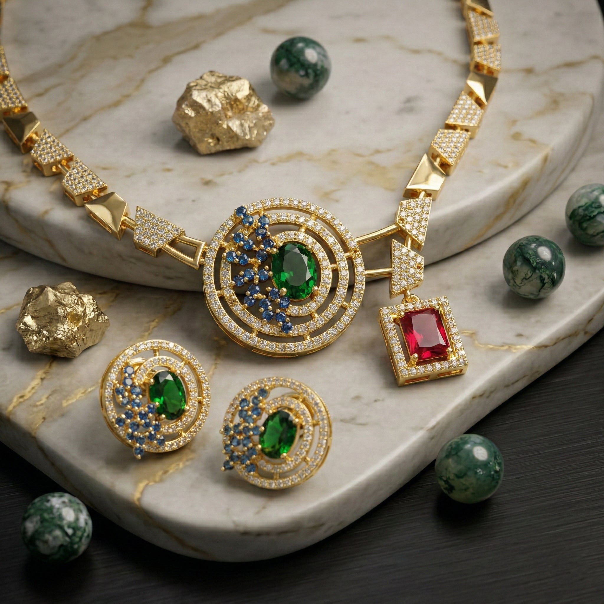 Imperial Orbit Statement Necklace Set