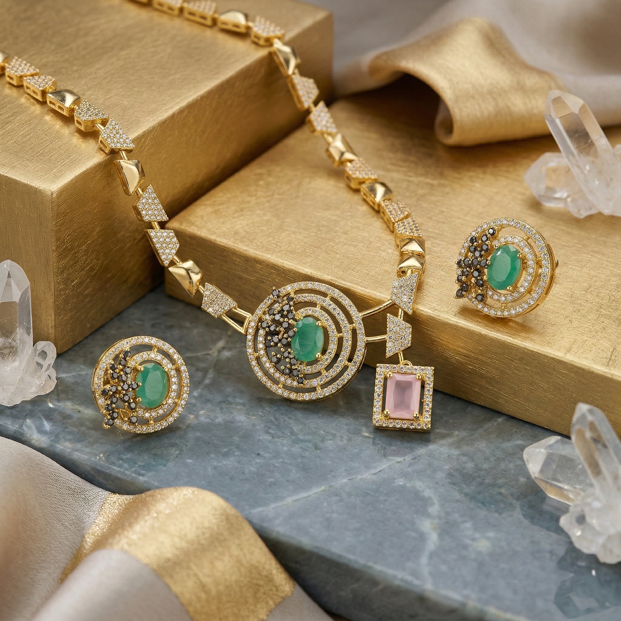 Imperial Orbit Statement Necklace Set