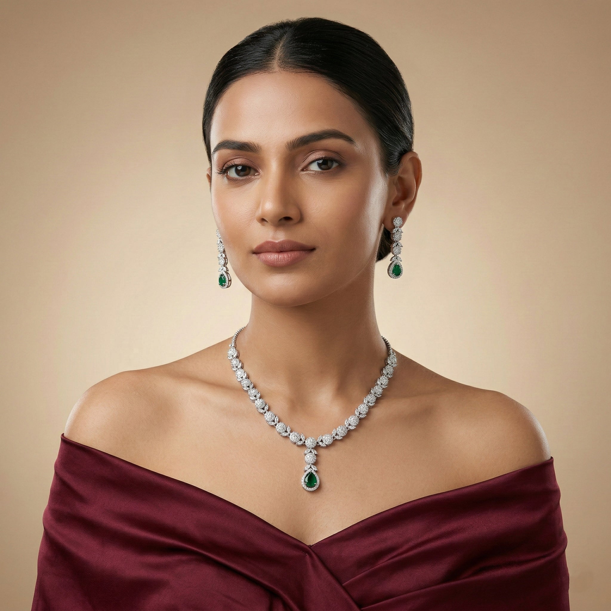 Regal Cascade Teardrop Necklace Set