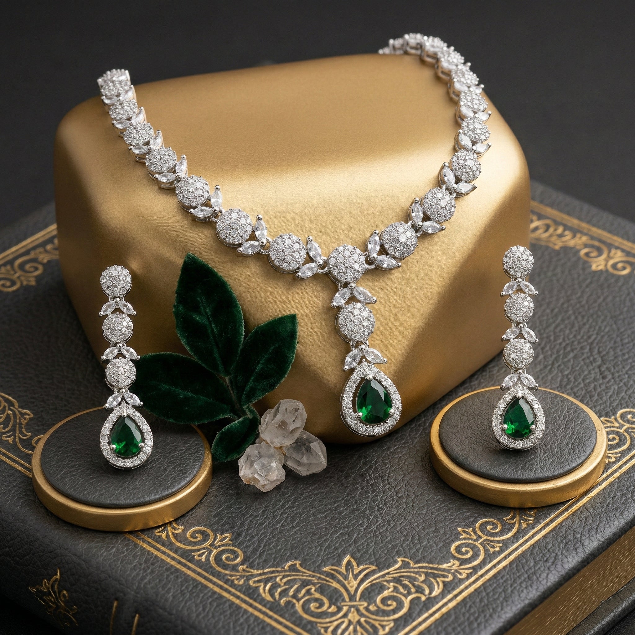 Regal Cascade Teardrop Necklace Set