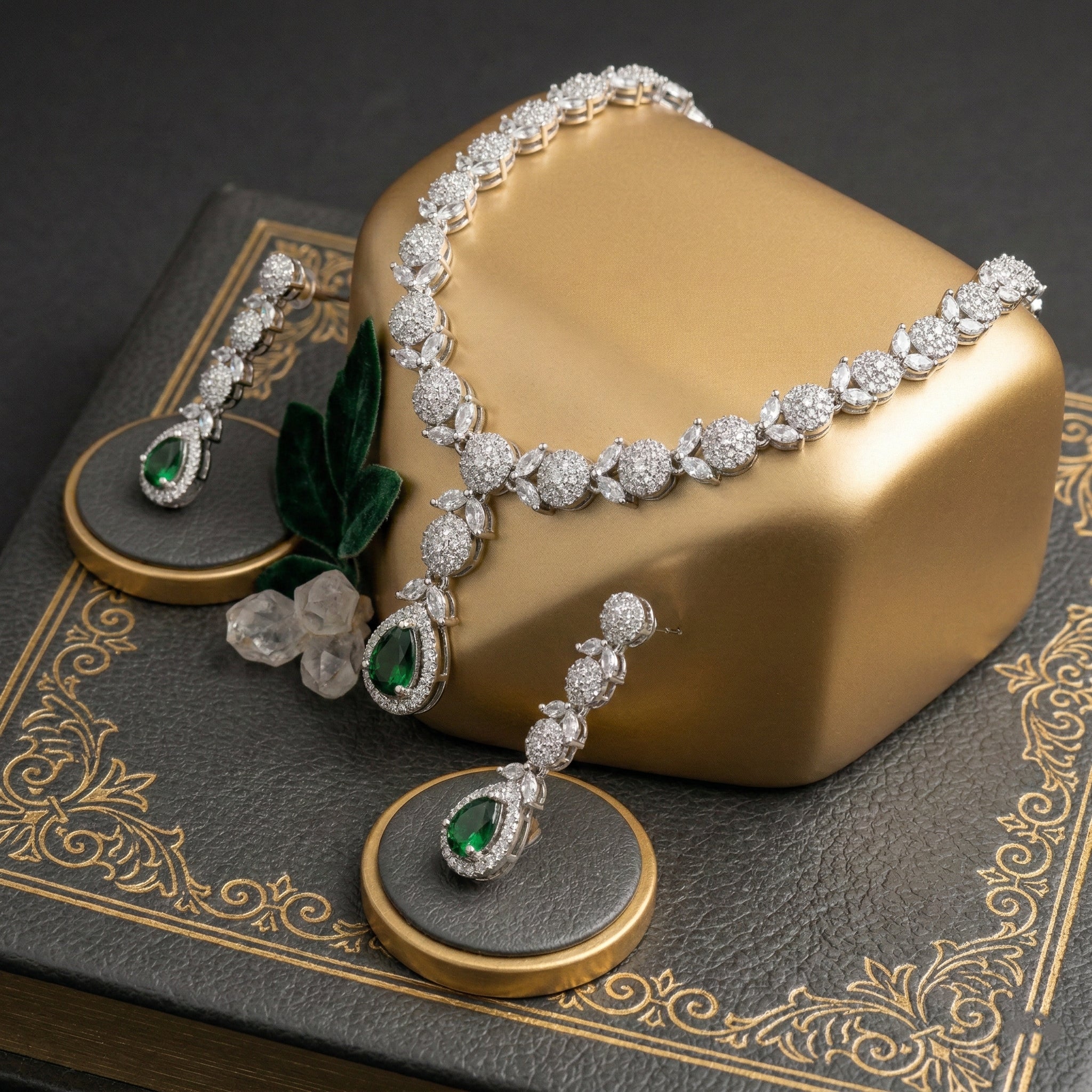Regal Cascade Teardrop Necklace Set