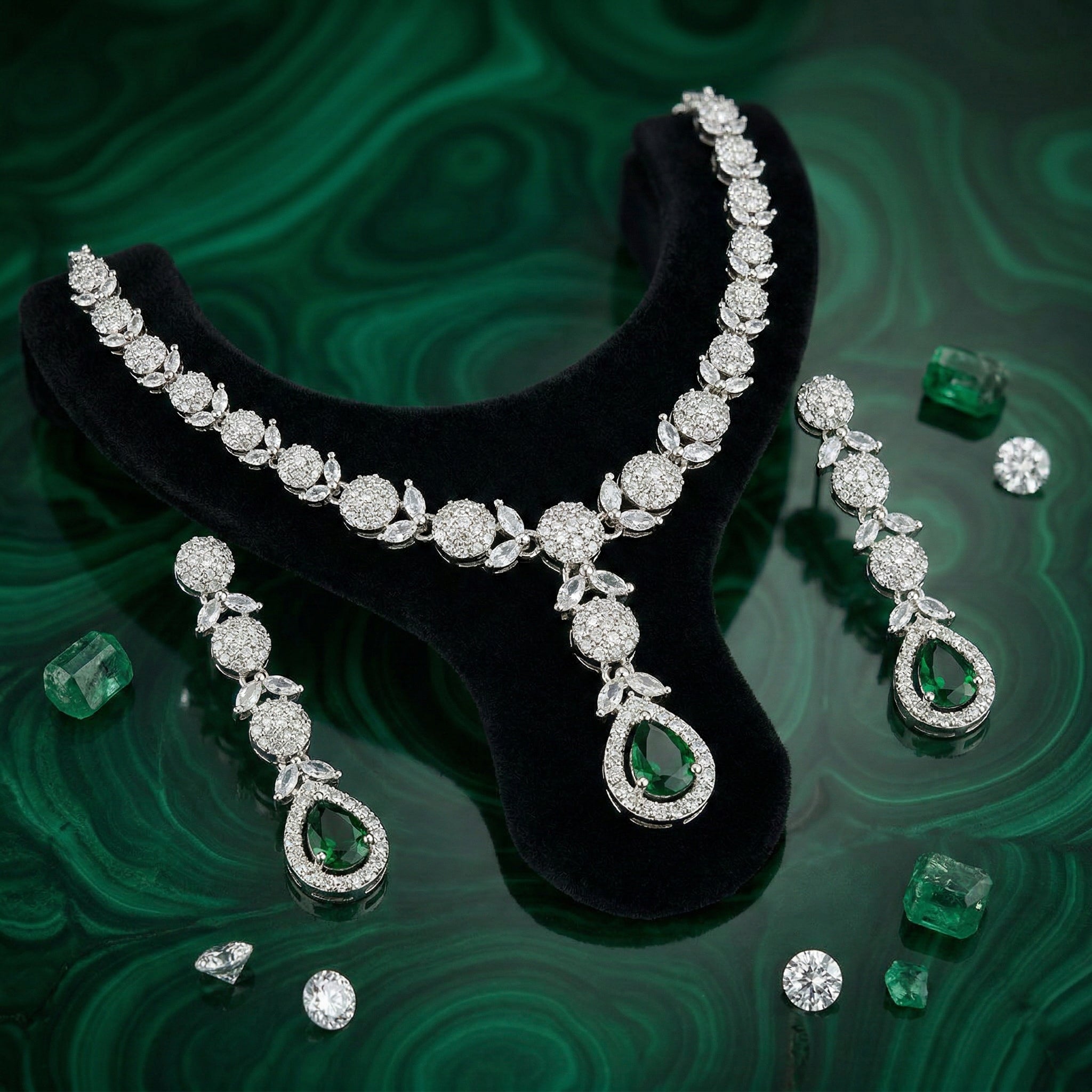 Regal Cascade Teardrop Necklace Set