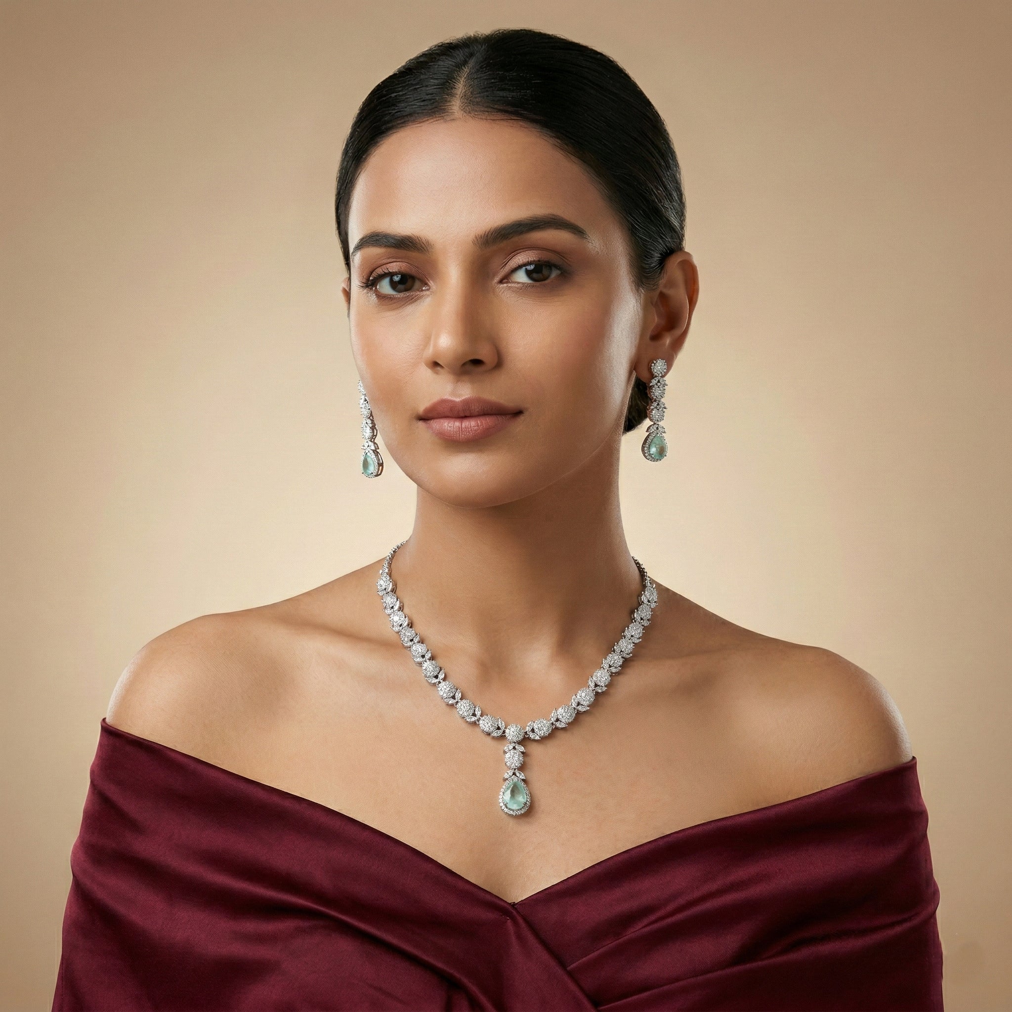 Regal Cascade Teardrop Necklace Set