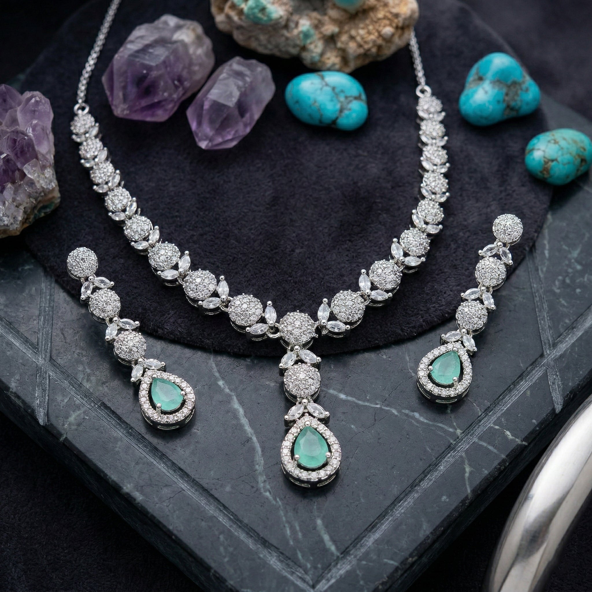 Regal Cascade Teardrop Necklace Set