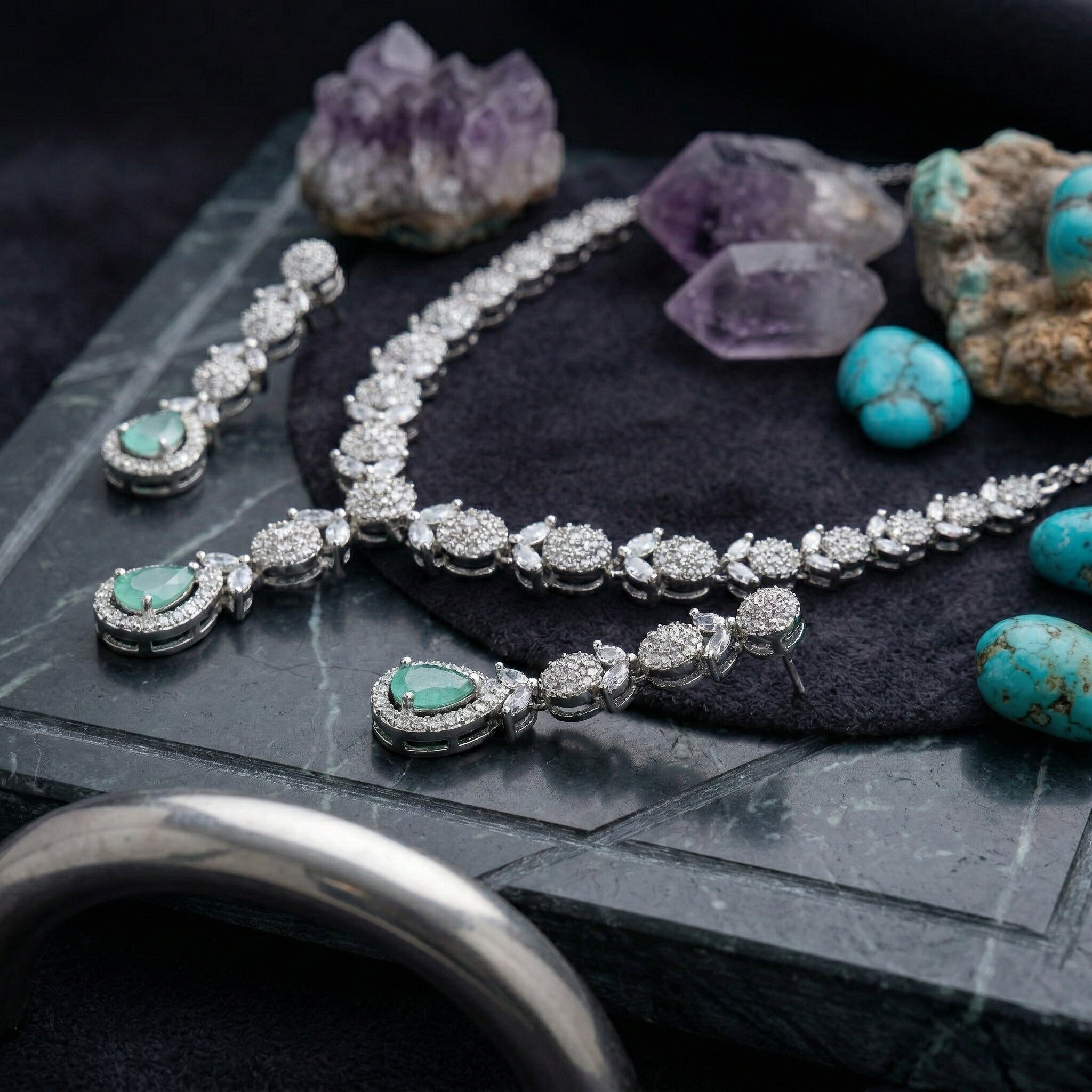 Regal Cascade Teardrop Necklace Set