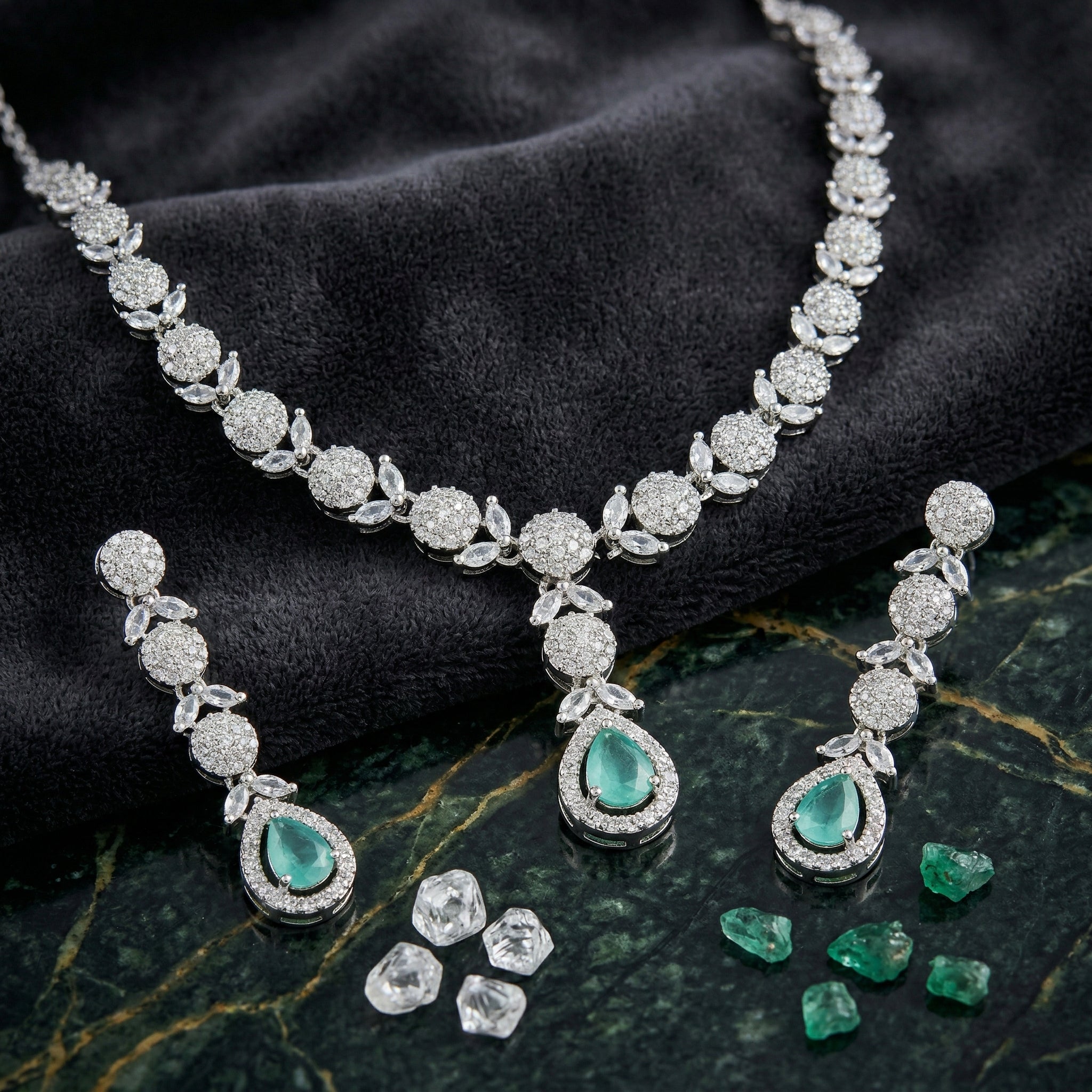 Regal Cascade Teardrop Necklace Set