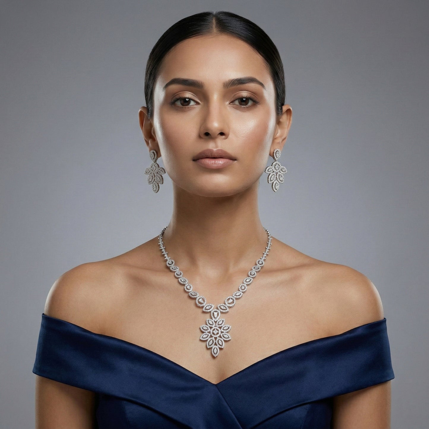 Royal Blossom Pendant Necklace Set