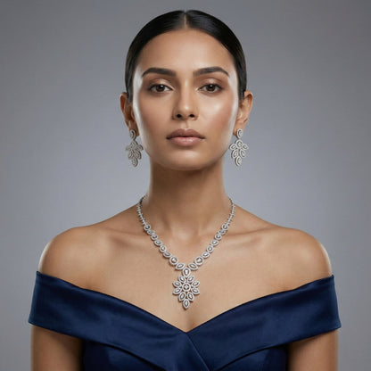 Royal Blossom Pendant Necklace Set