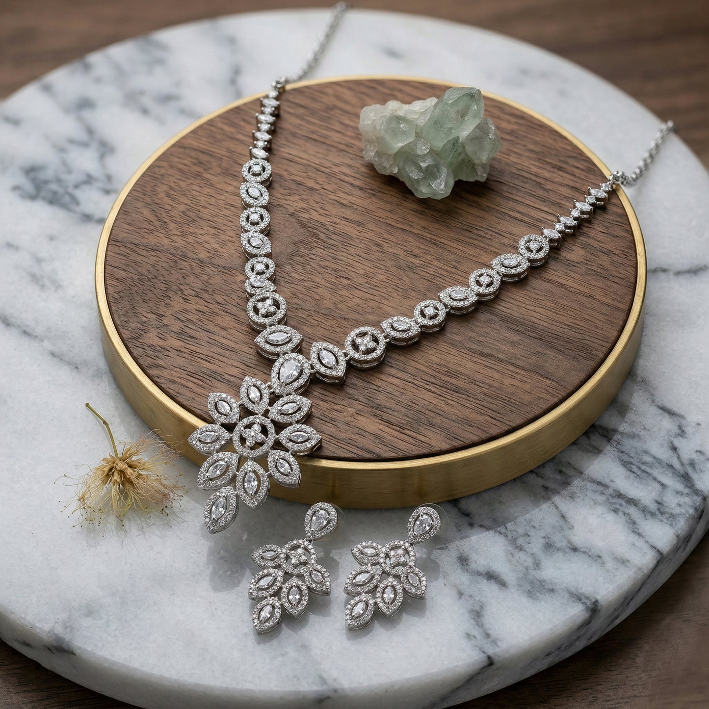 Royal Blossom Pendant Necklace Set