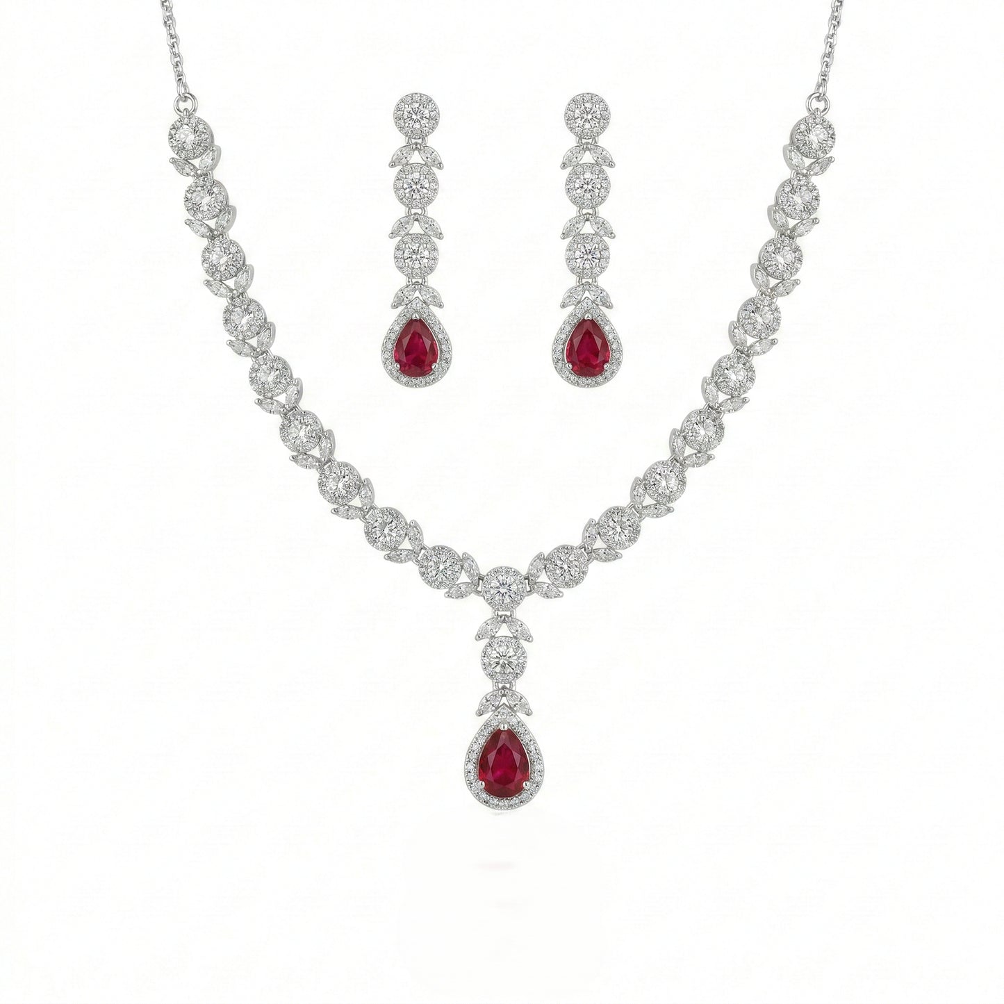 Regal Cascade Teardrop Necklace Set