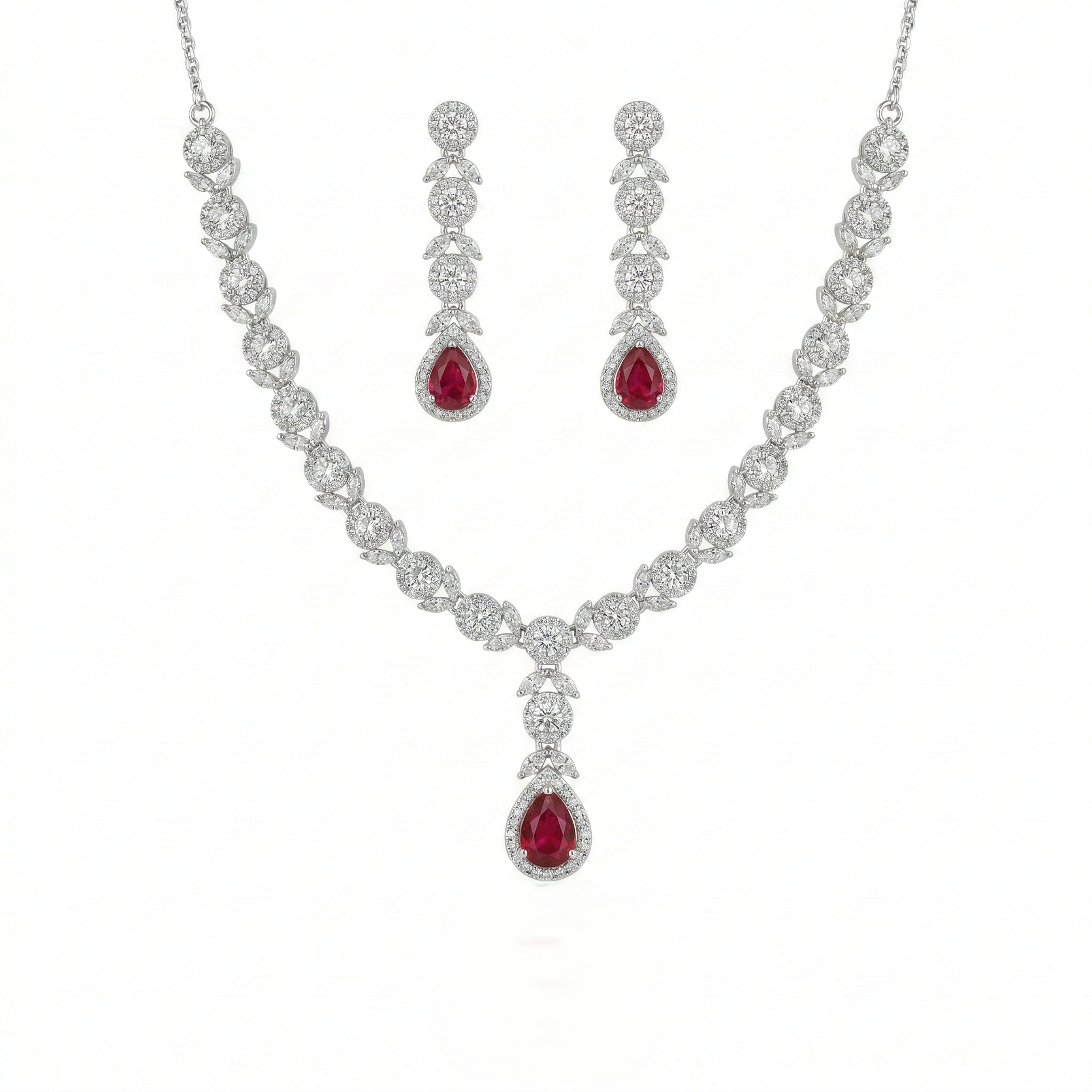 Regal Cascade Teardrop Necklace Set