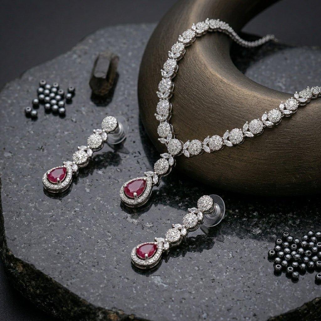 Regal Cascade Teardrop Necklace Set