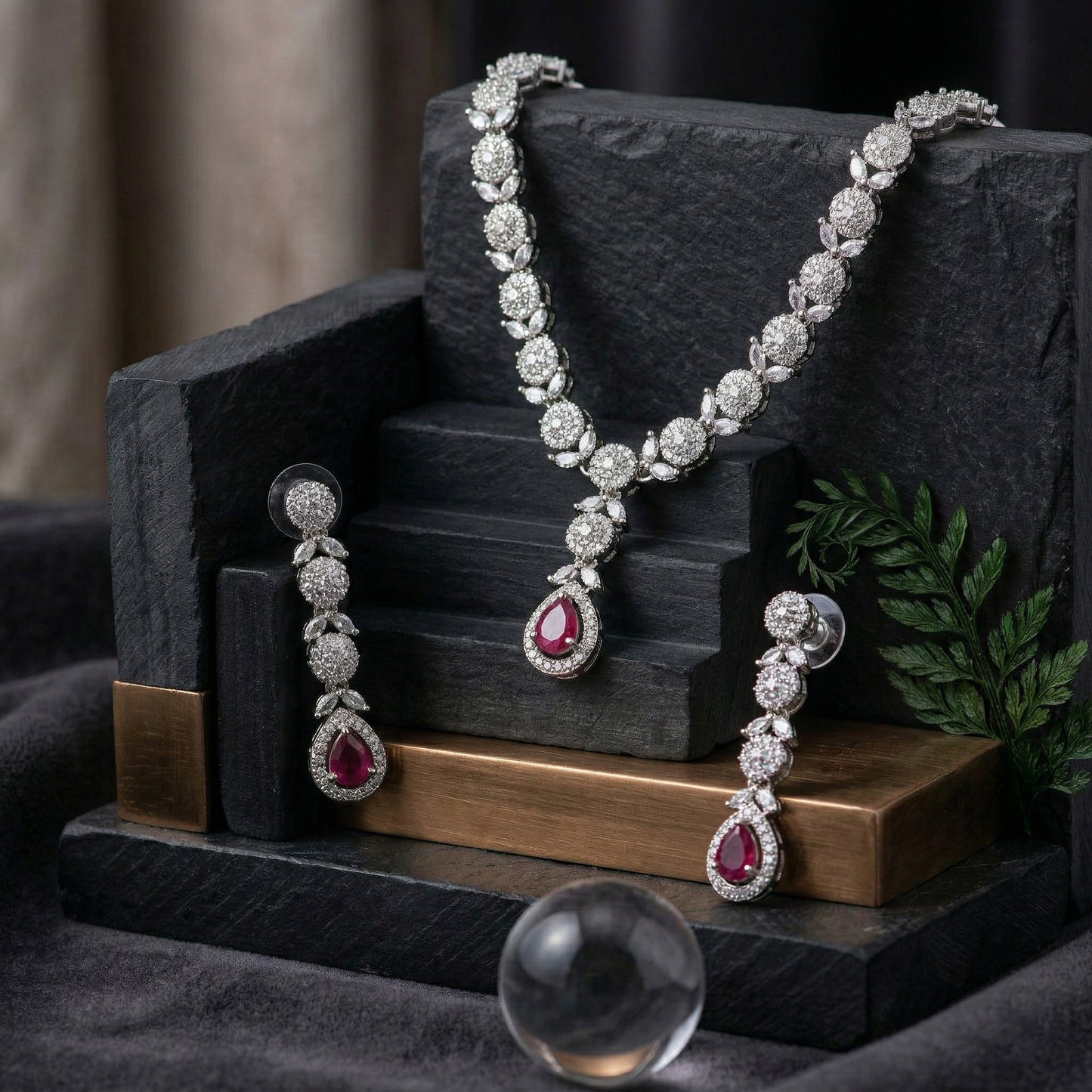 Regal Cascade Teardrop Necklace Set