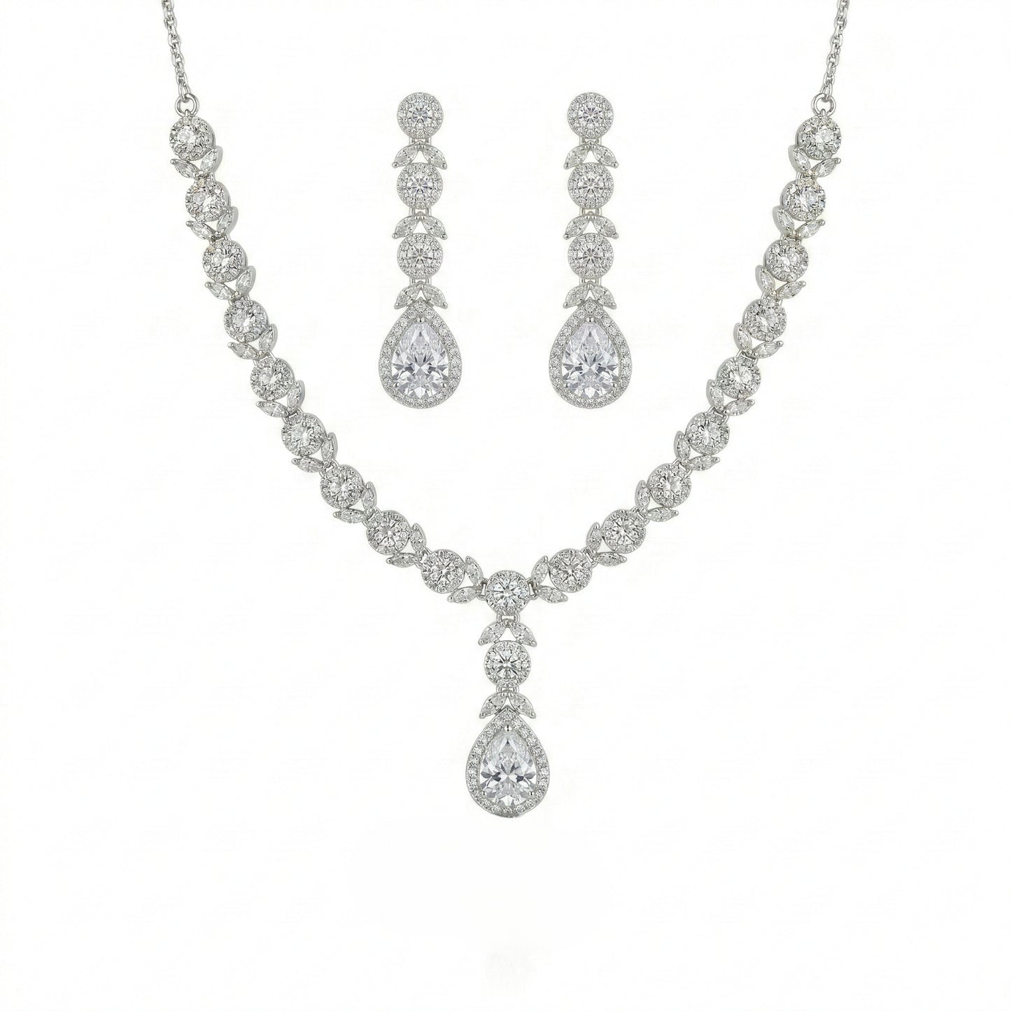 Regal Cascade Teardrop Necklace Set