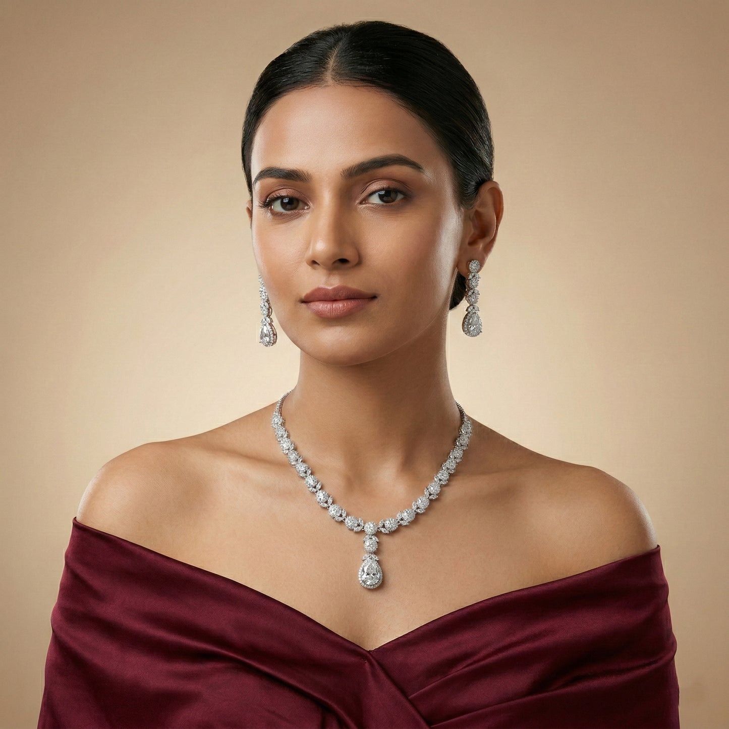 Regal Cascade Teardrop Necklace Set