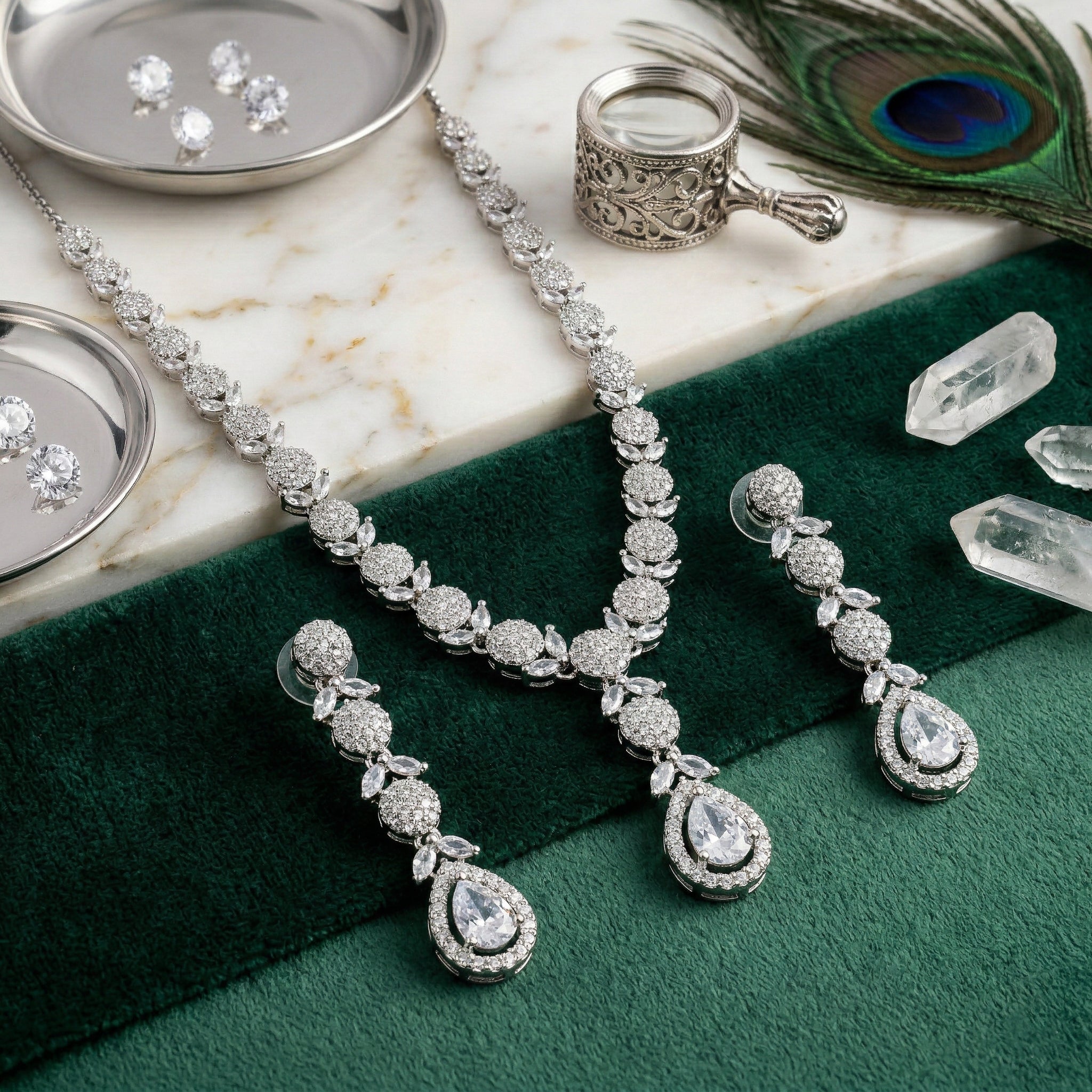 Regal Cascade Teardrop Necklace Set