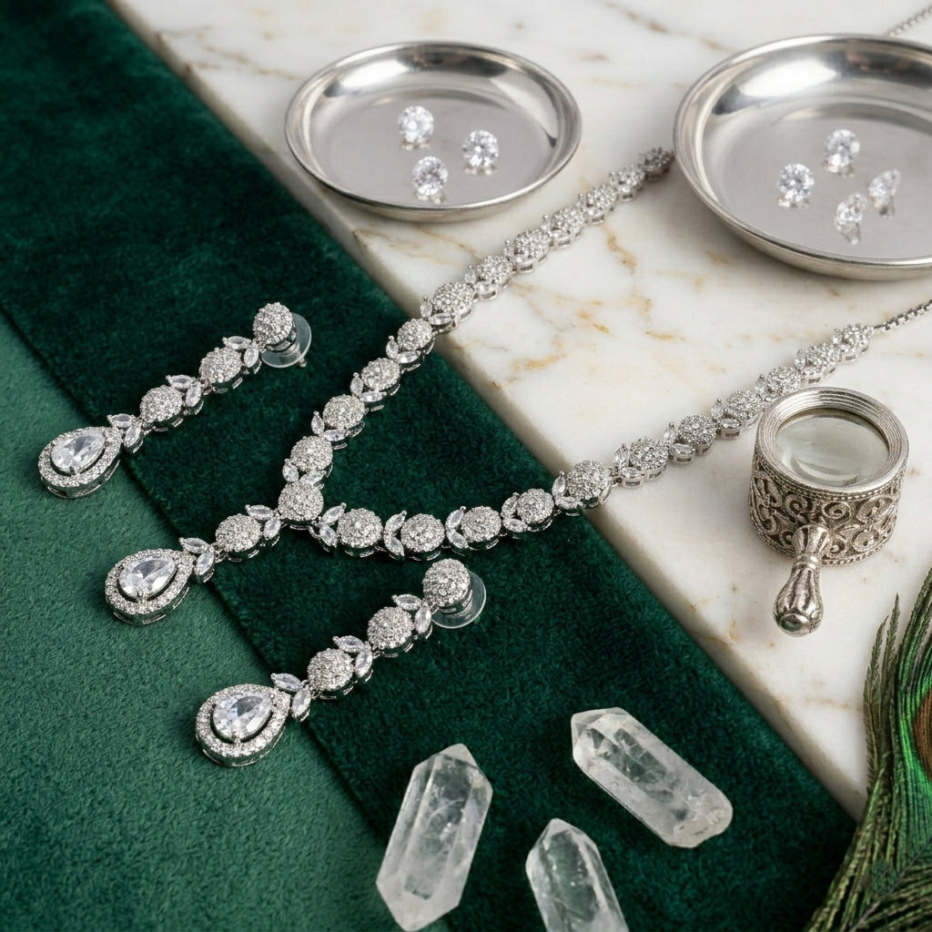 Regal Cascade Teardrop Necklace Set