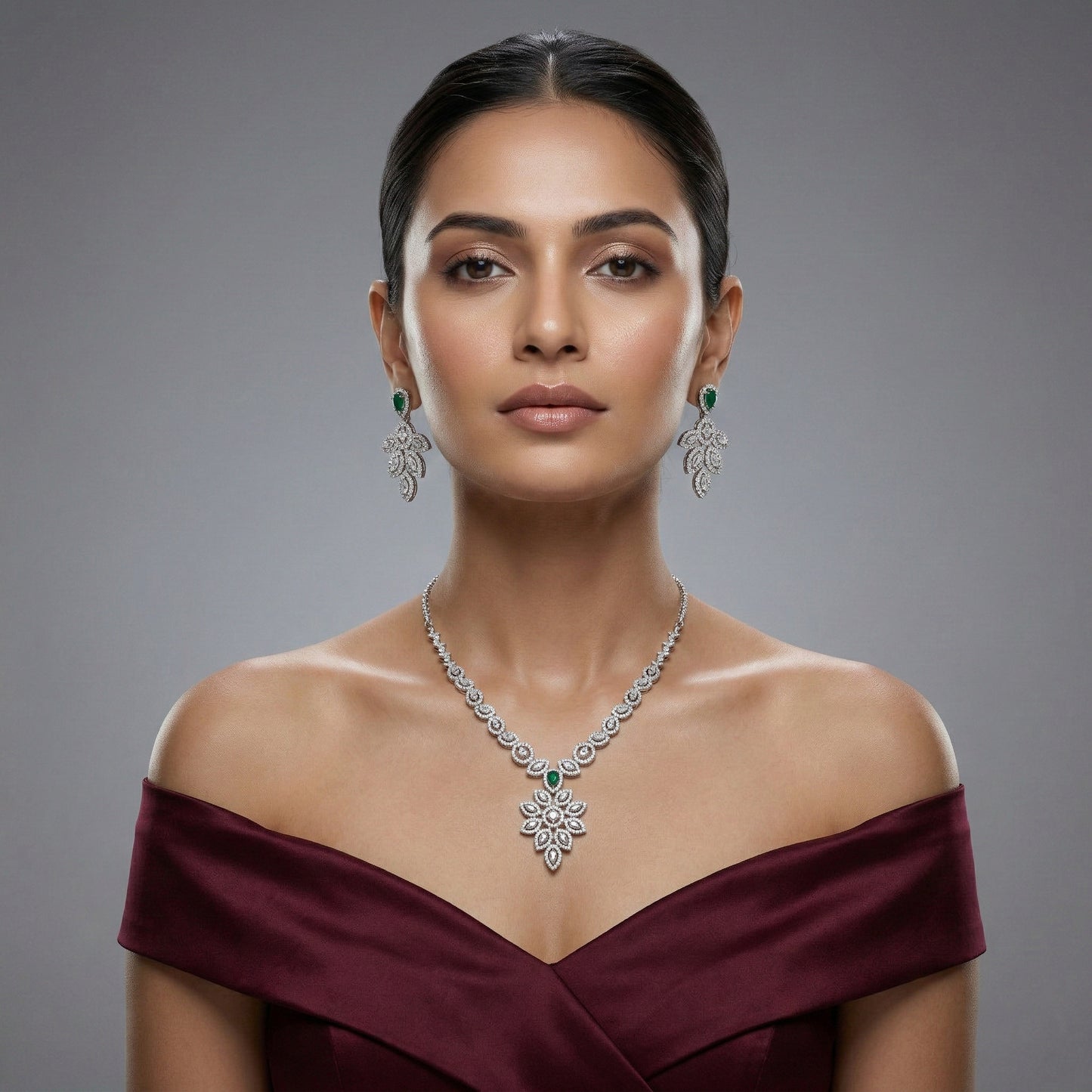 Royal Blossom Pendant Necklace Set