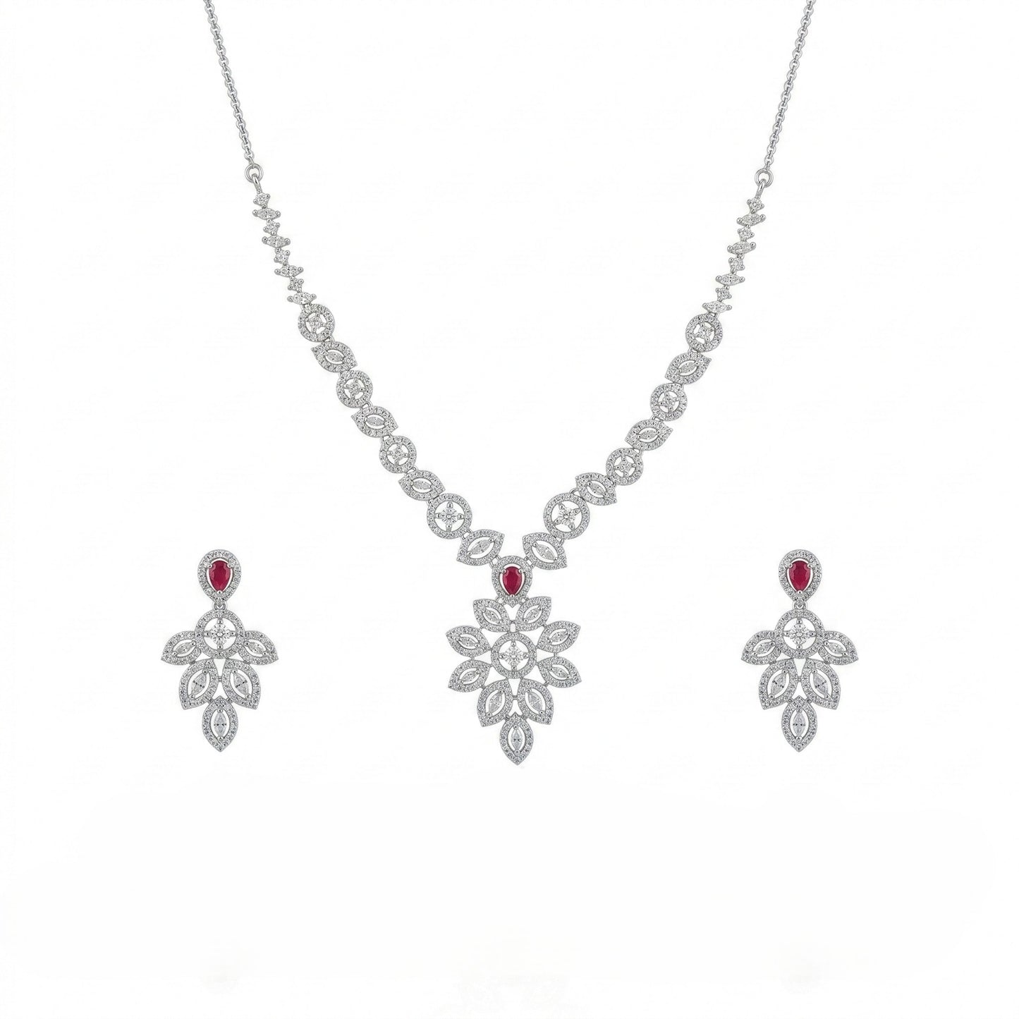Royal Blossom Pendant Necklace Set