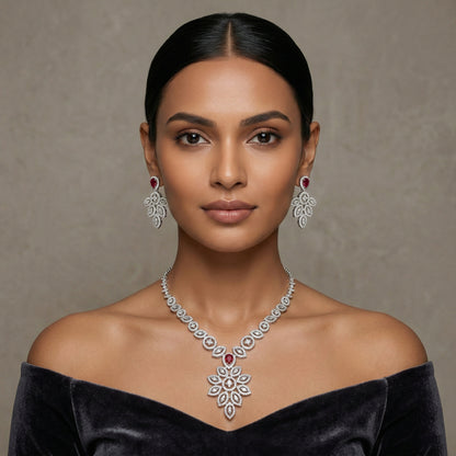 Royal Blossom Pendant Necklace Set