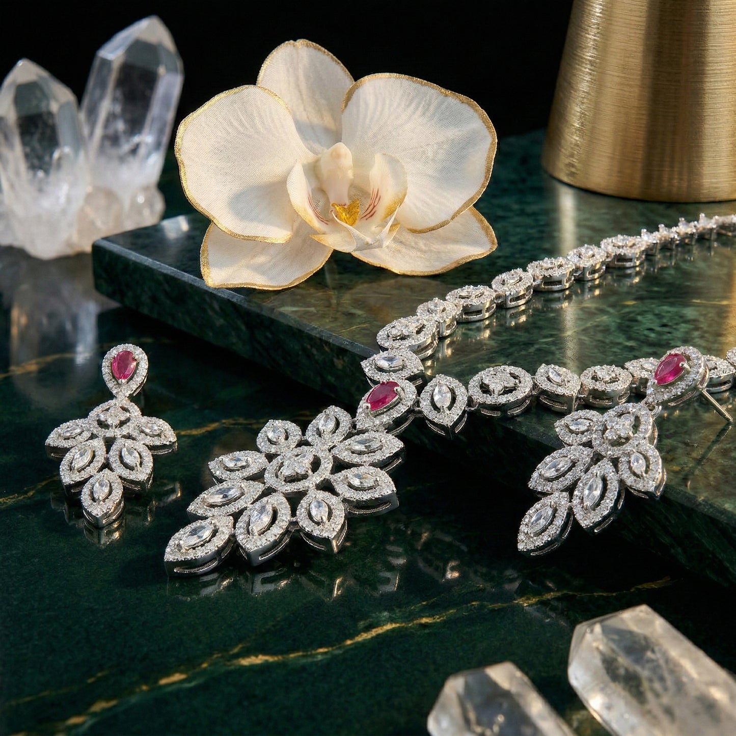 Royal Blossom Pendant Necklace Set
