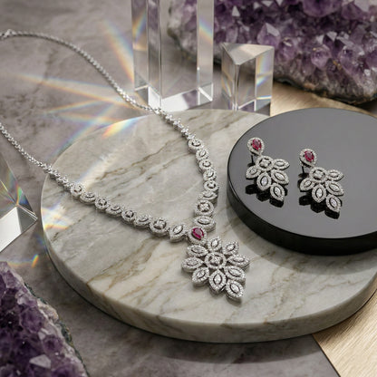 Royal Blossom Pendant Necklace Set