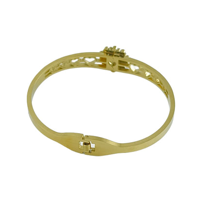 Pearl Halo Heart Bangle