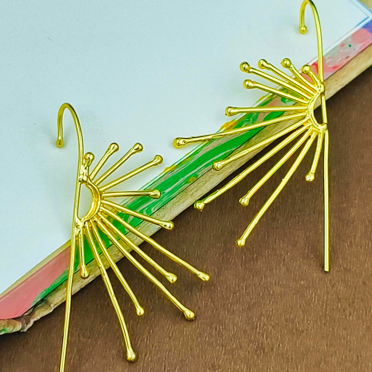 Surya Spire – Radiant Fan Needle Earcuffs