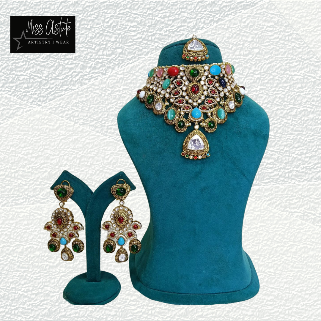 Multicolor Kundan Bridal Necklace Set