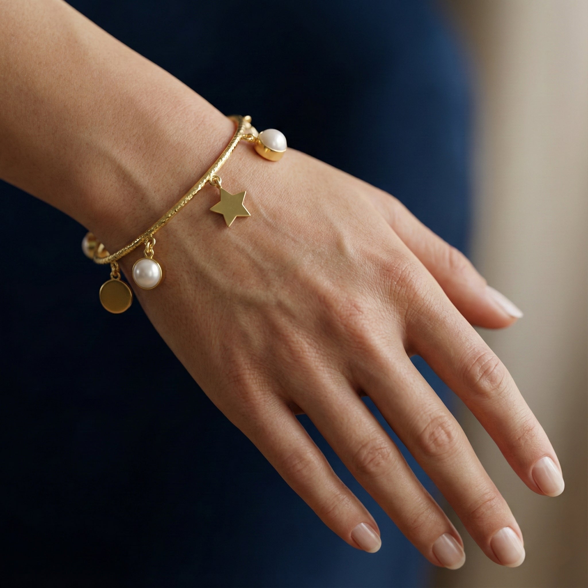 Celeste Charm Pearl Cuff