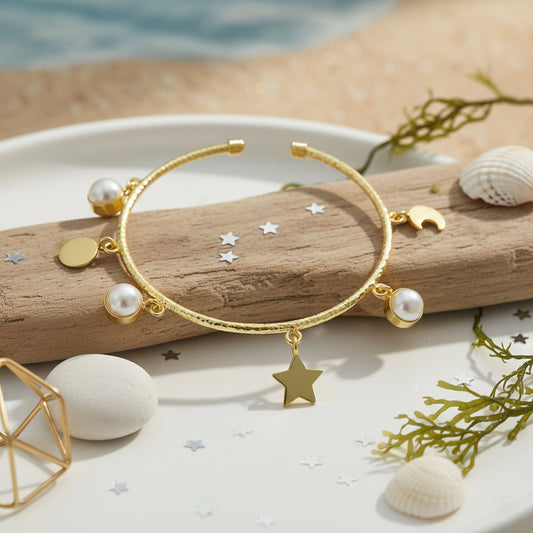 Celeste Charm Pearl Cuff