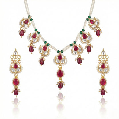 Classic Kundan Ruby String Necklace Set