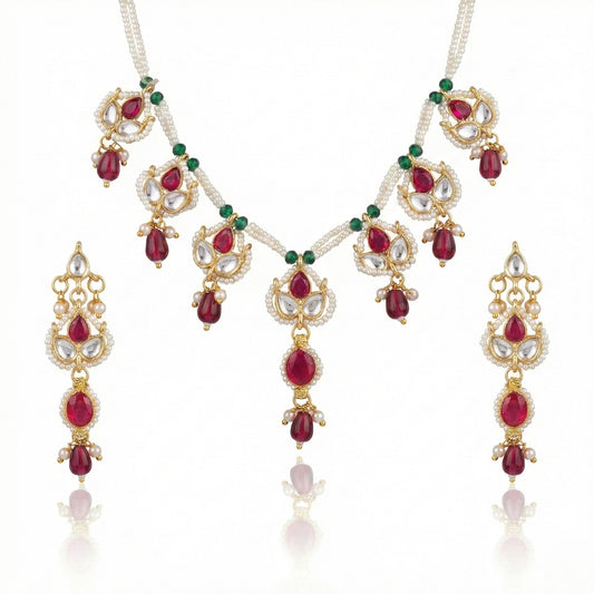 Classic Kundan Ruby String Necklace Set