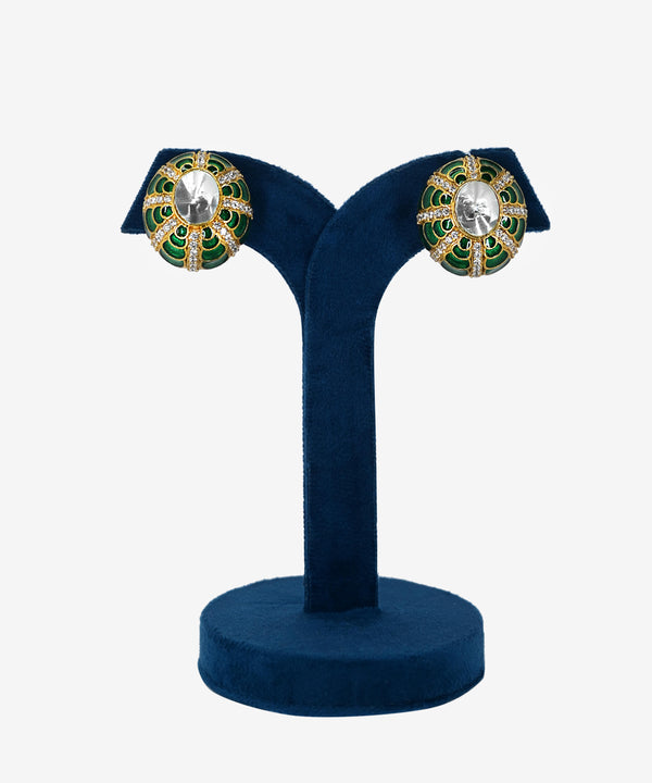 Green and Gold Enamel Royal Earrings