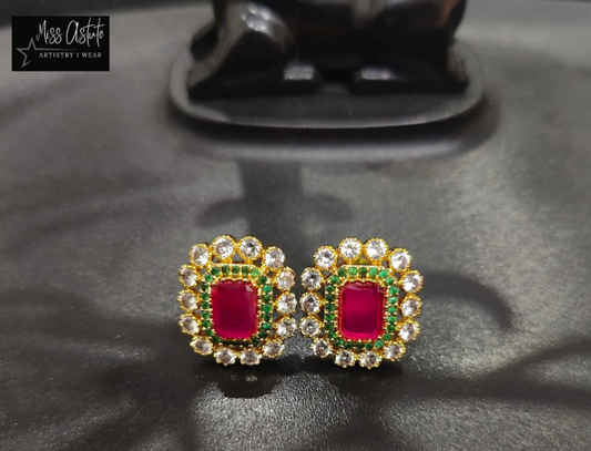 Ruby and Green Stud Earrings