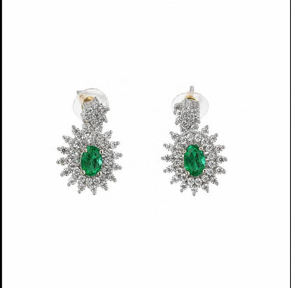 AAA American Diamond Filigree Lace Jaal Necklace Set | Rhodium Plated Brass CZ Bridal Jewellery Set | Statement AD Necklace with Earrings