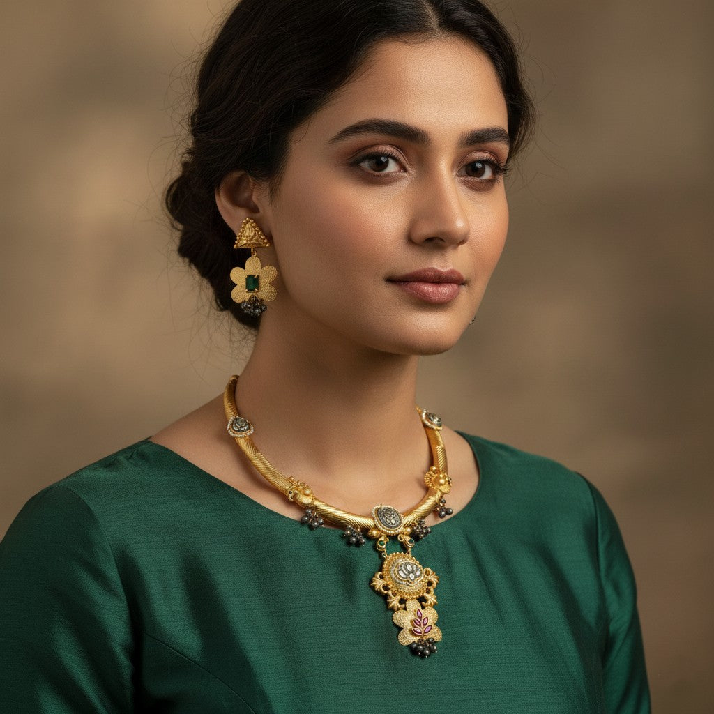 Antique Lotus Hasli Necklace
