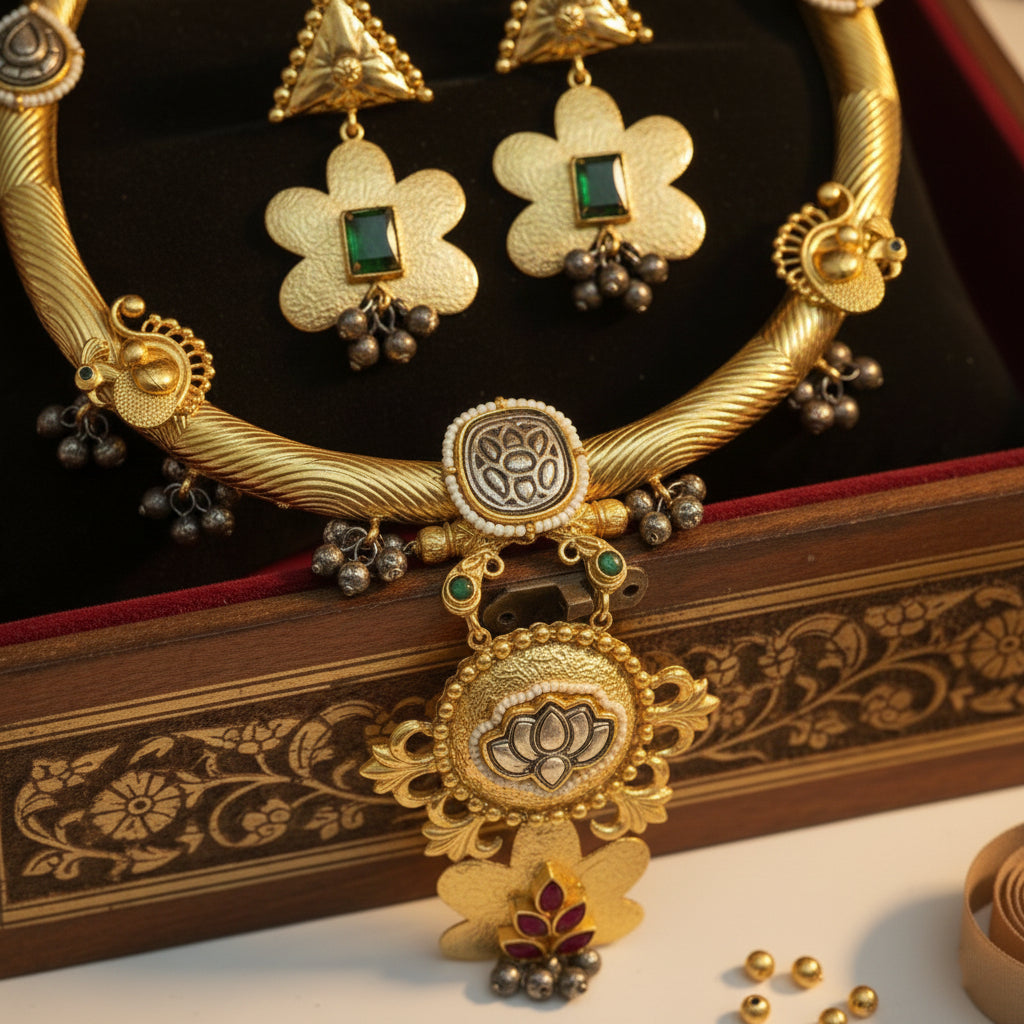 Antique Lotus Hasli Necklace