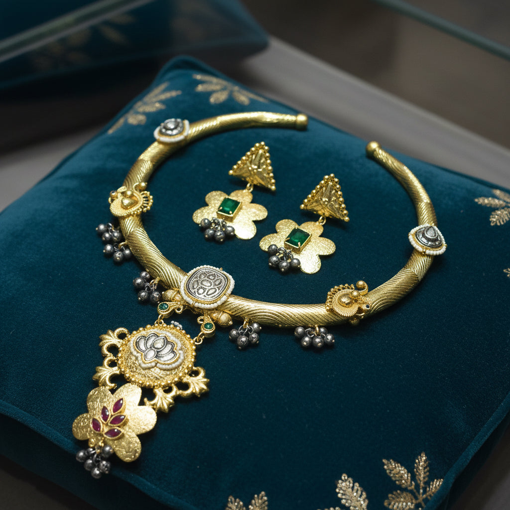 Antique Lotus Hasli Necklace
